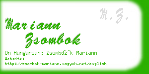 mariann zsombok business card